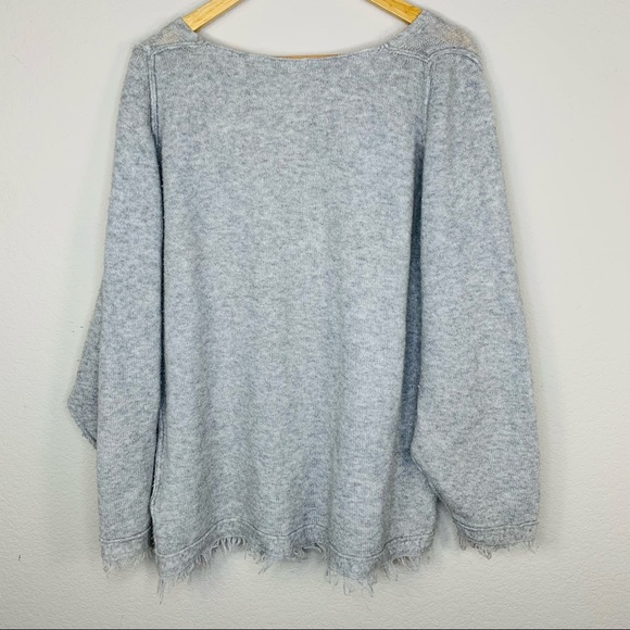 FREE PEOPLE Irresistible Wool Frayed Sweater Grey Size M - Picture 5 of 5